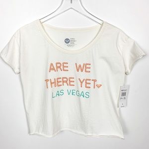 Roxy Las Vegas White Graphic Crop Tee NWT